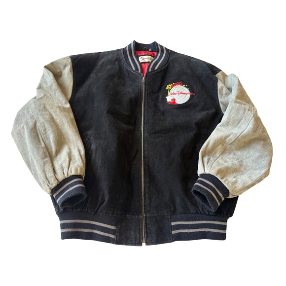 Disney Other - Walt Disney World Mens Suede Varsity Jacket XL Black Vtg Mickey Mouse Millennium